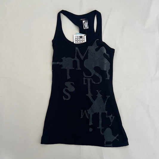 Miss Sixty Black Grey Velvet Graphic Tank Top