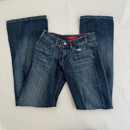 Miss Sixty New Tommy Style Medium Wash Blue Boot Leg Skinny Low Rise Denim Jeans