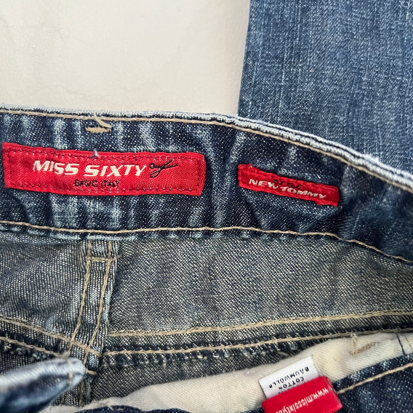 Miss Sixty New Tommy Style Medium Wash Blue Boot Leg Skinny Low Rise Denim Jeans