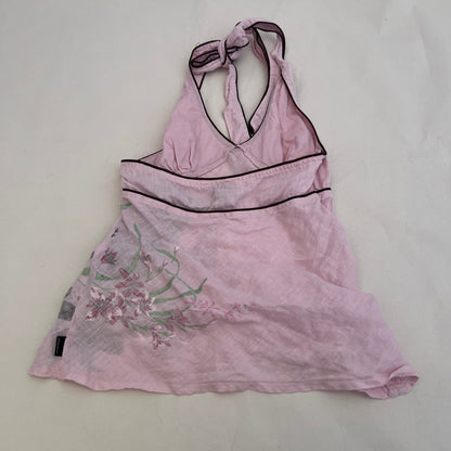 Dept Boho Floral Baby Pink Halter Neck Top