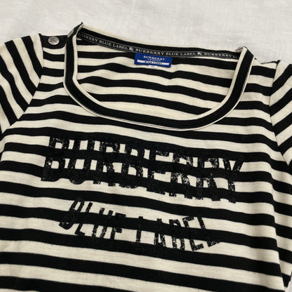 burberry blue label black white striped long sleeve