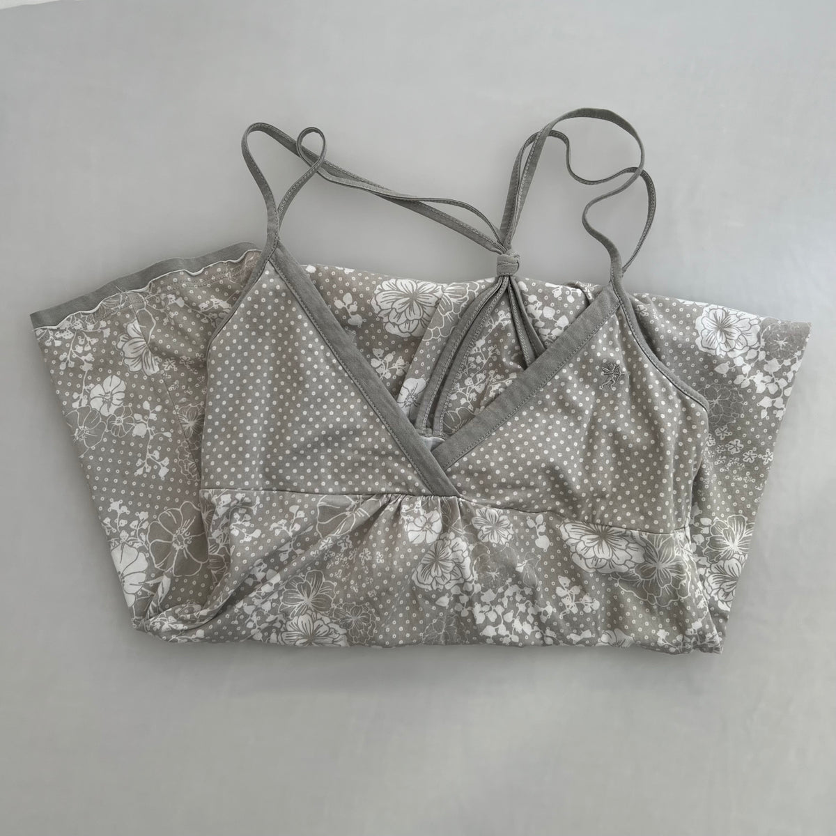 Edc By Espirit Grey Polka Dot White Floral Babydoll Camisole
