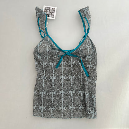 Dim Turqouise Grey Brown Paisley Ornate Camisole Top