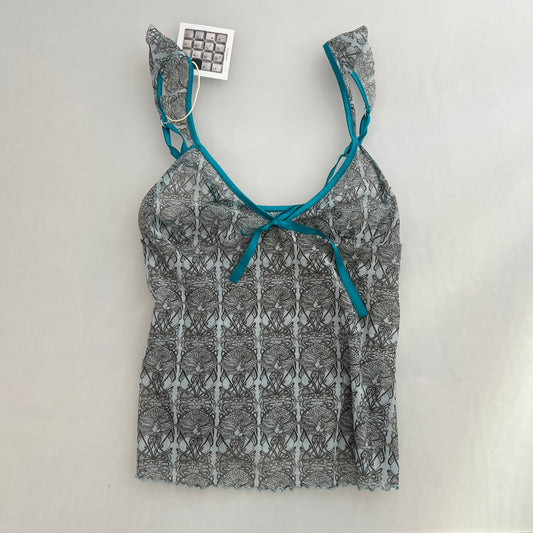 Dim Turqouise Grey Brown Paisley Ornate Camisole Top
