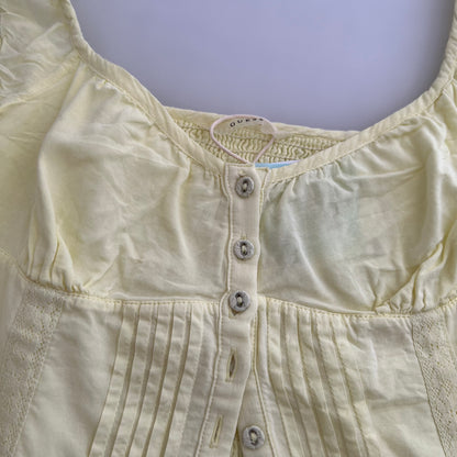 Guess Yellow Milkmaid Corset Ruffle Lace Trim Blouse