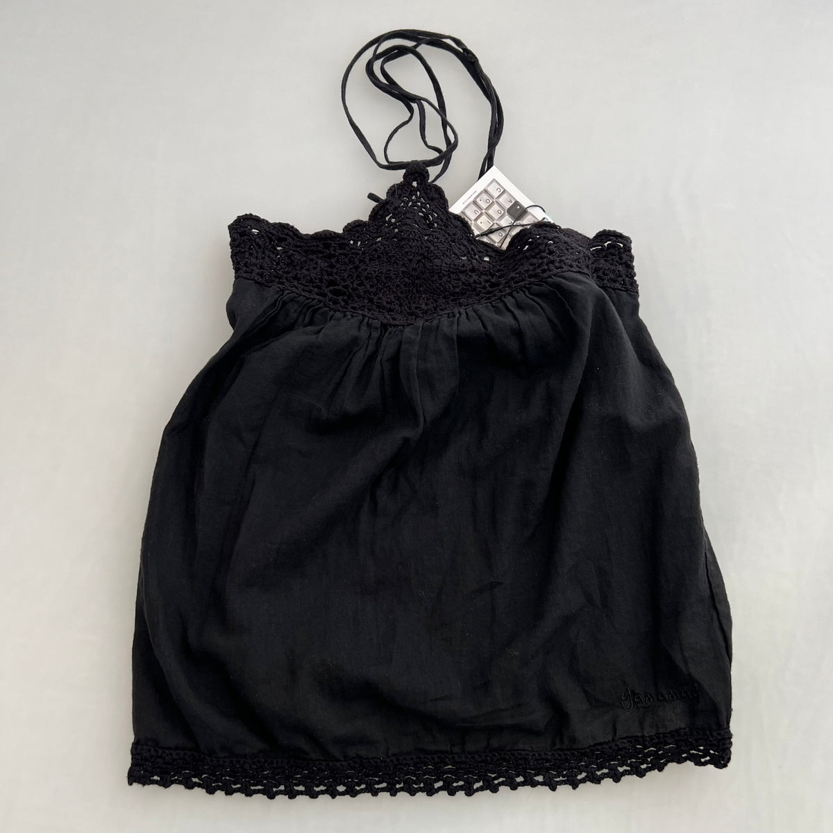 Yamamay Black Eurosummer Crochet Lace Halter Neck Babydoll Tunic Camisole