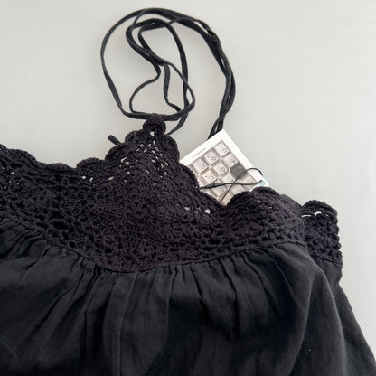 Yamamay Black Eurosummer Crochet Lace Halter Neck Babydoll Tunic Camisole