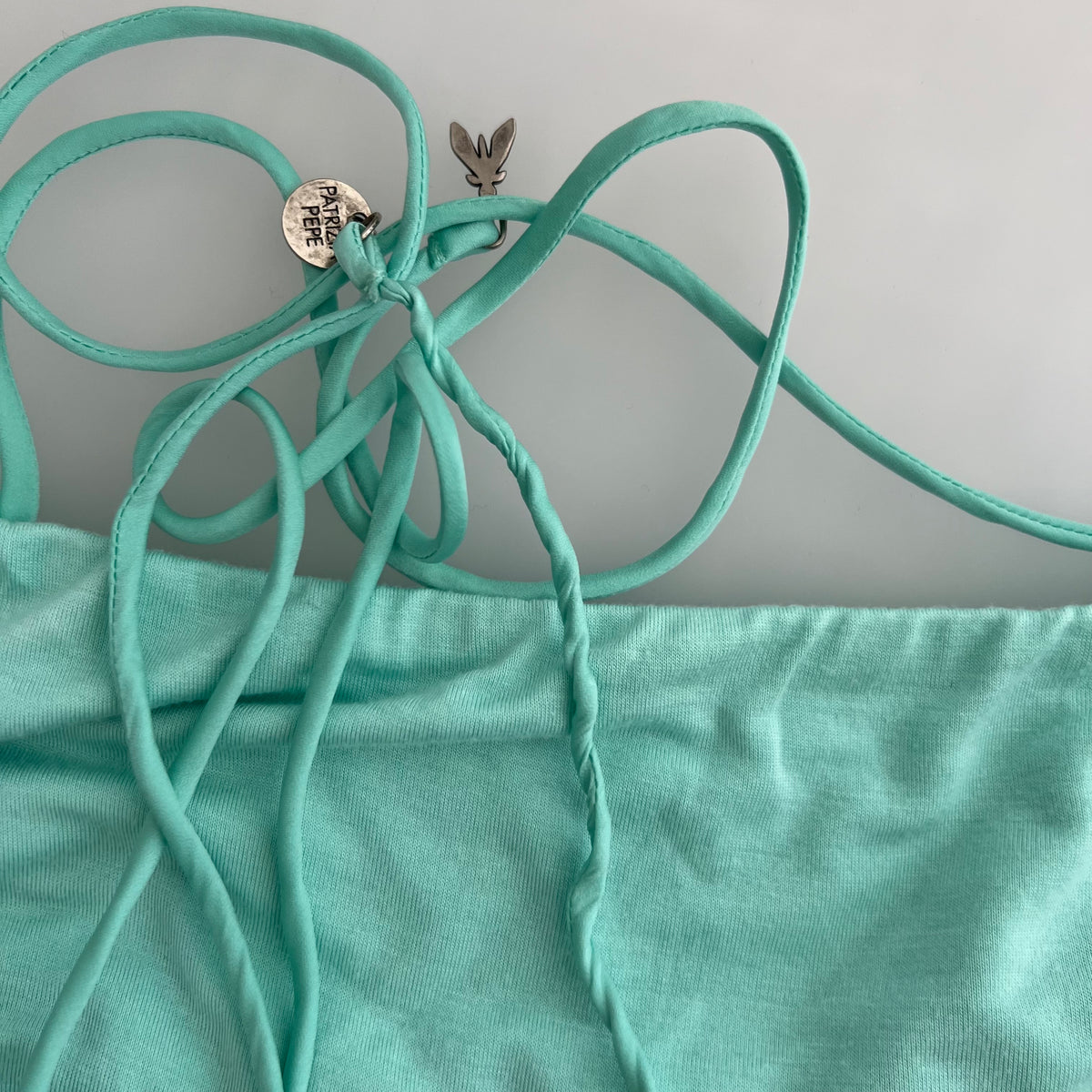 Turquoise Patrizia Pepe Balloon Hem Open Back Halter Neck Camisole
