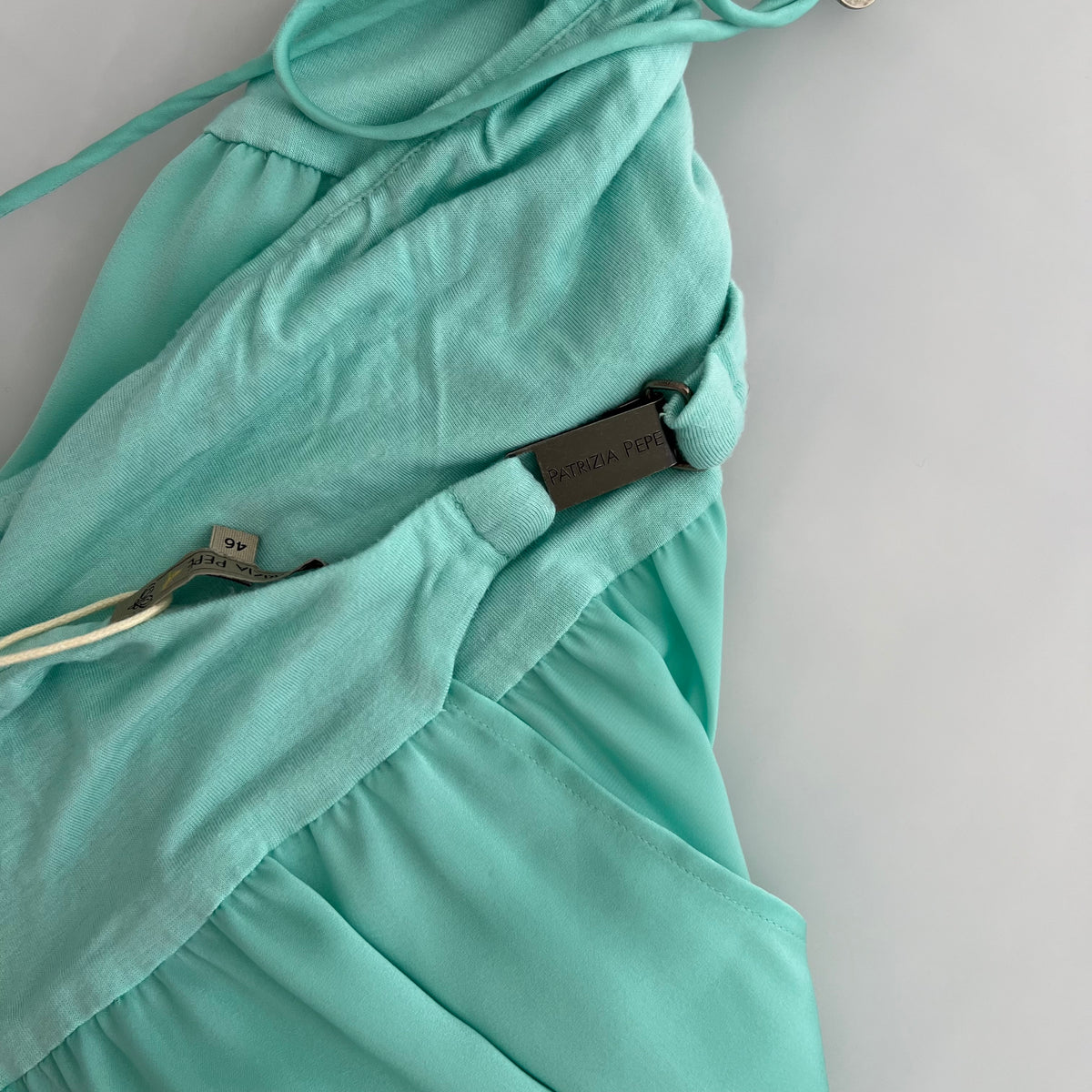 Turquoise Patrizia Pepe Balloon Hem Open Back Halter Neck Camisole