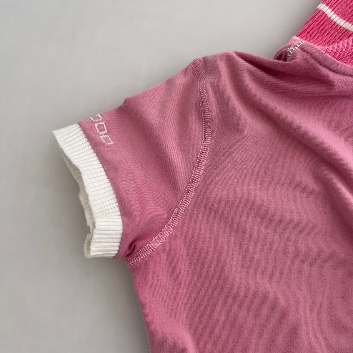 Voodoo Candy Pink Striped 1/4 Button Sporty Polo Shirt