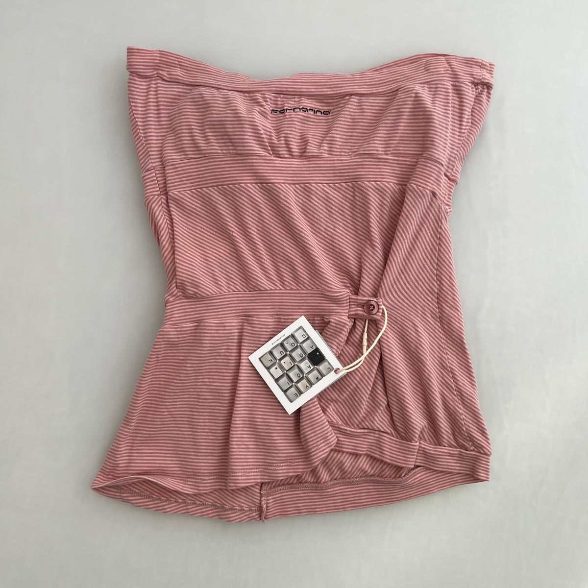 Fornarina Pink Striped Banded Button Accent Bandeau Top