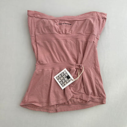 Fornarina Pink Striped Banded Button Accent Bandeau Top