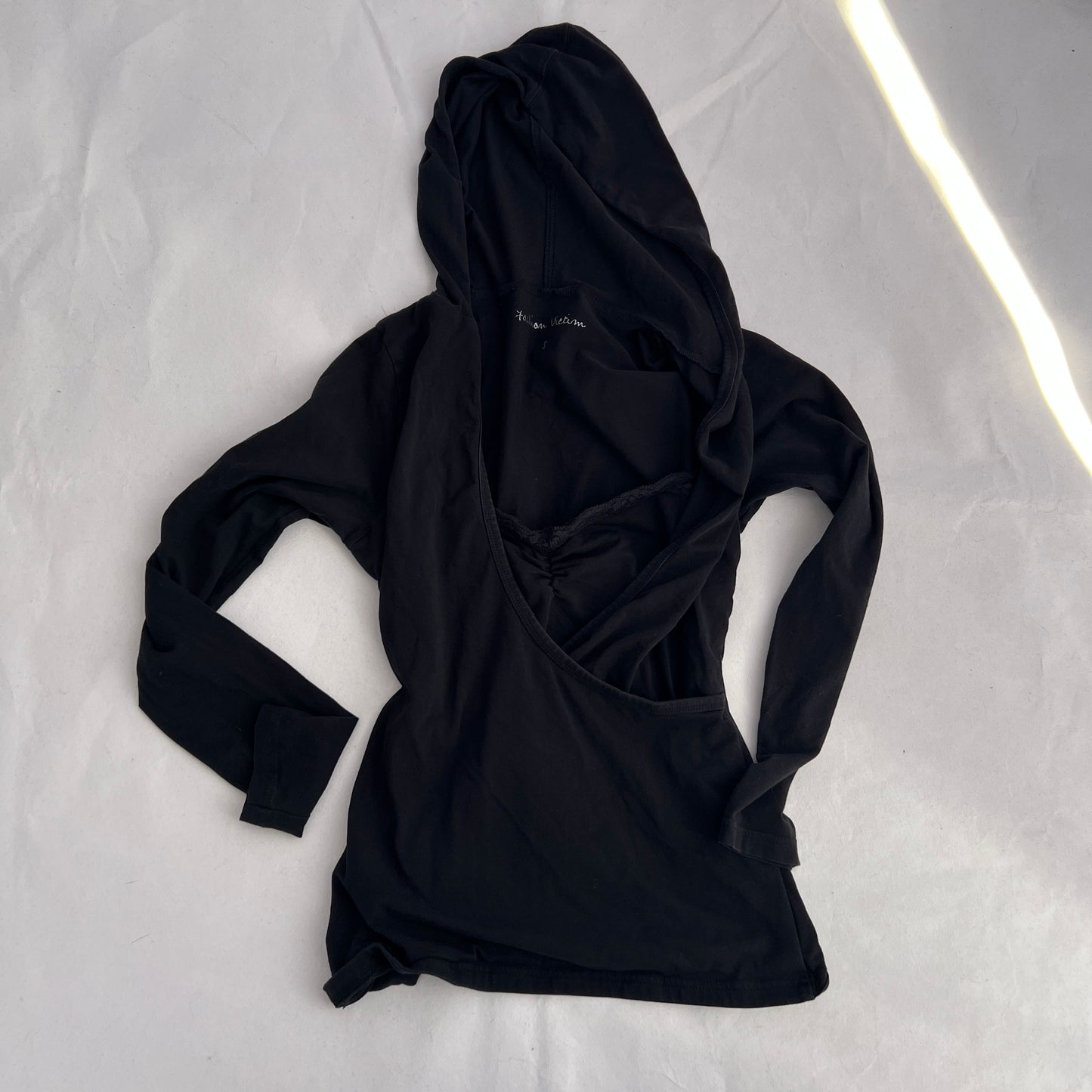 Black Hooded Layered Inner Tunic Long Sleeve Shirt