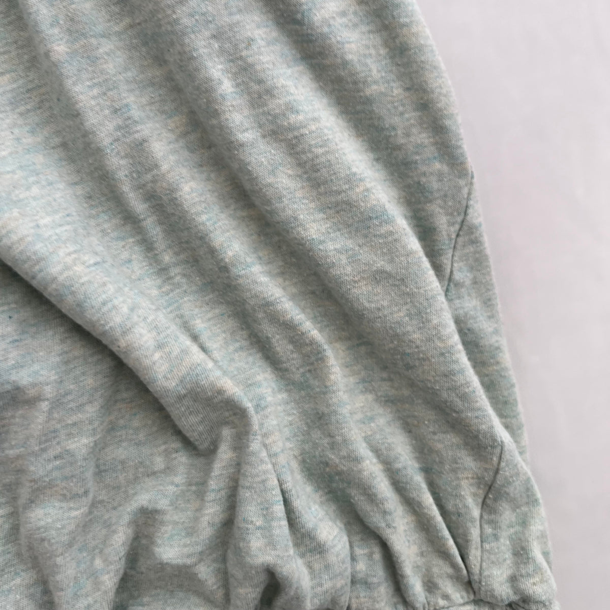 Tsumori Chisato Cotton Cashmere Mint Green Shirred Draped Wrap Style Blouson Shirt