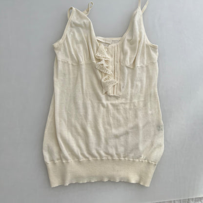 Scervino Street Silk Blend Ruffle Lace Crop Cardigan And Camisole Two Piece Set