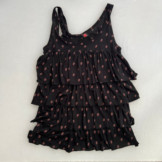 Hysteric Glamour Black Rolling Stones Tongue Motif Monograp Tiered Tunic Tank