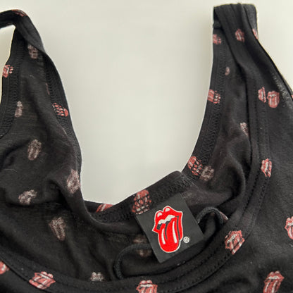 Hysteric Glamour Black Rolling Stones Tongue Motif Monograp Tiered Tunic Tank
