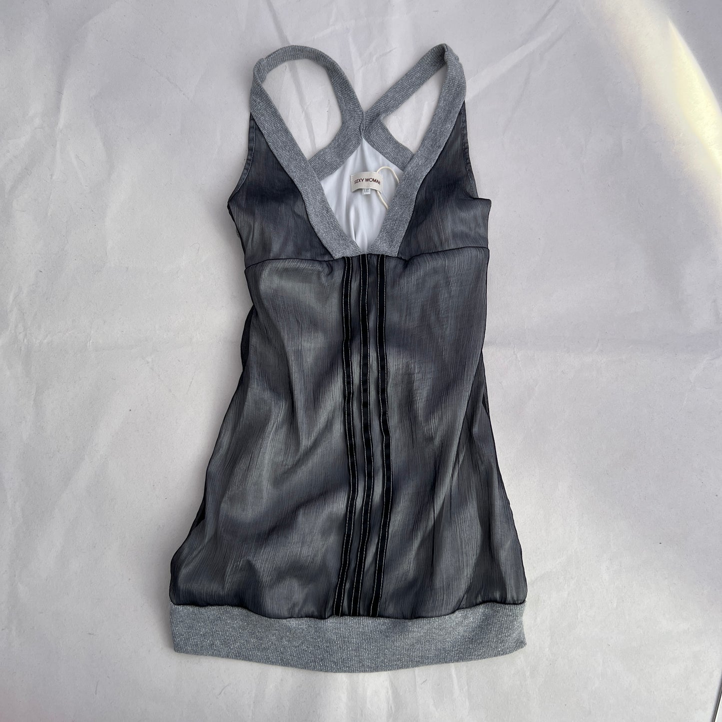 Vintage Grey Einstein Silk V Neck Jersey Strap Top