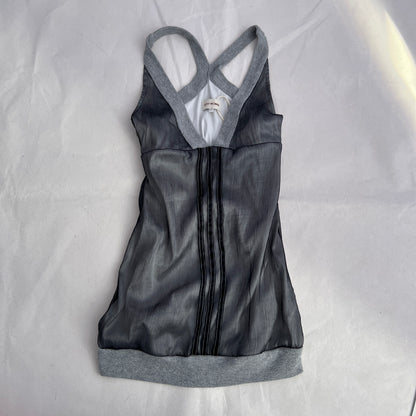 Vintage Grey Einstein Silk V Neck Jersey Strap Top