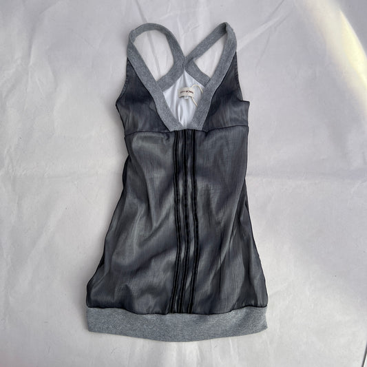 Vintage Grey Einstein Silk V Neck Jersey Strap Top