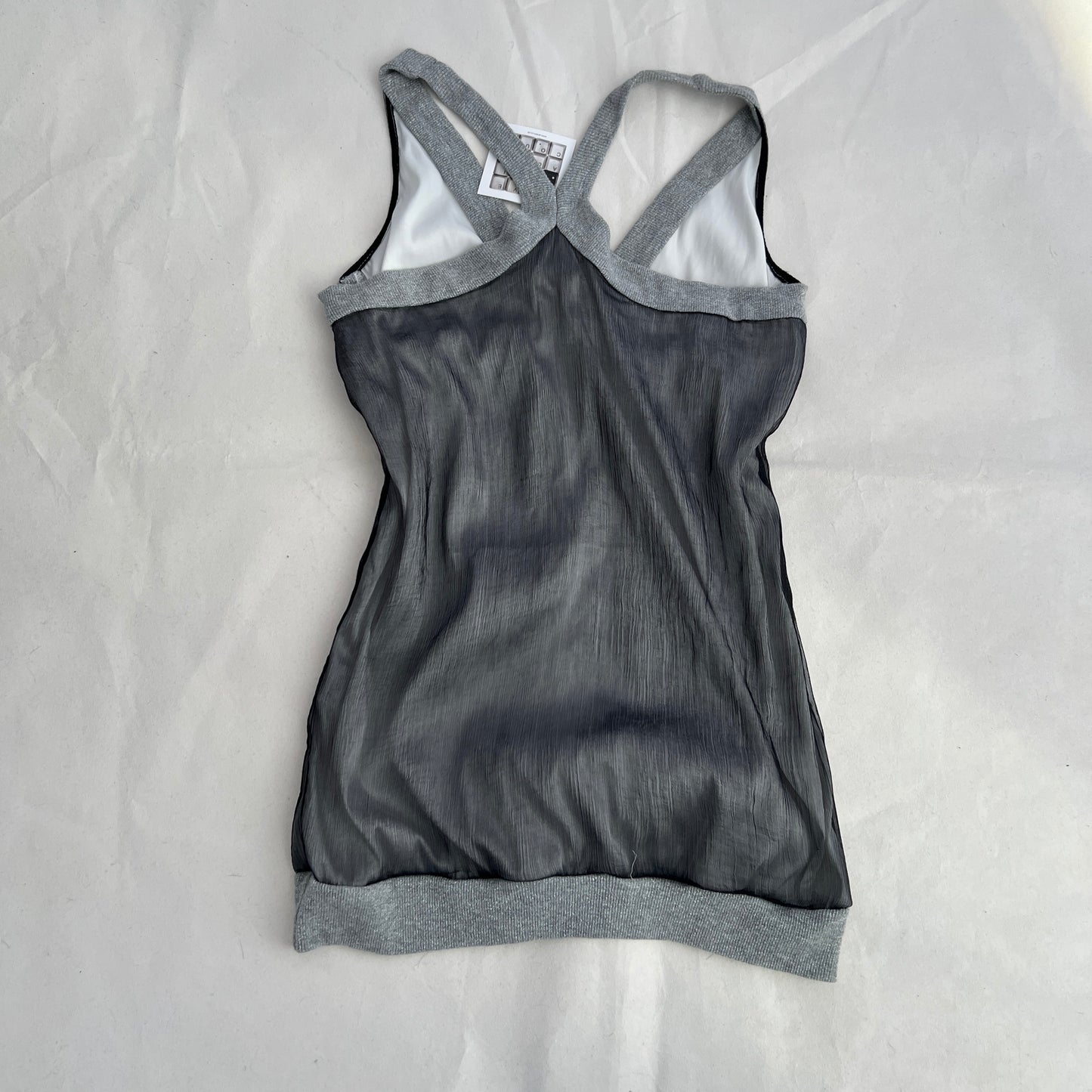 Vintage Grey Einstein Silk V Neck Jersey Strap Top