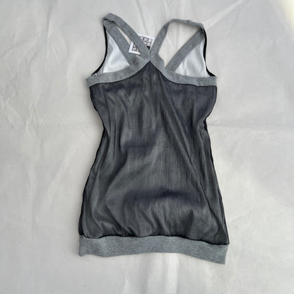 Vintage Grey Einstein Silk V Neck Jersey Strap Top