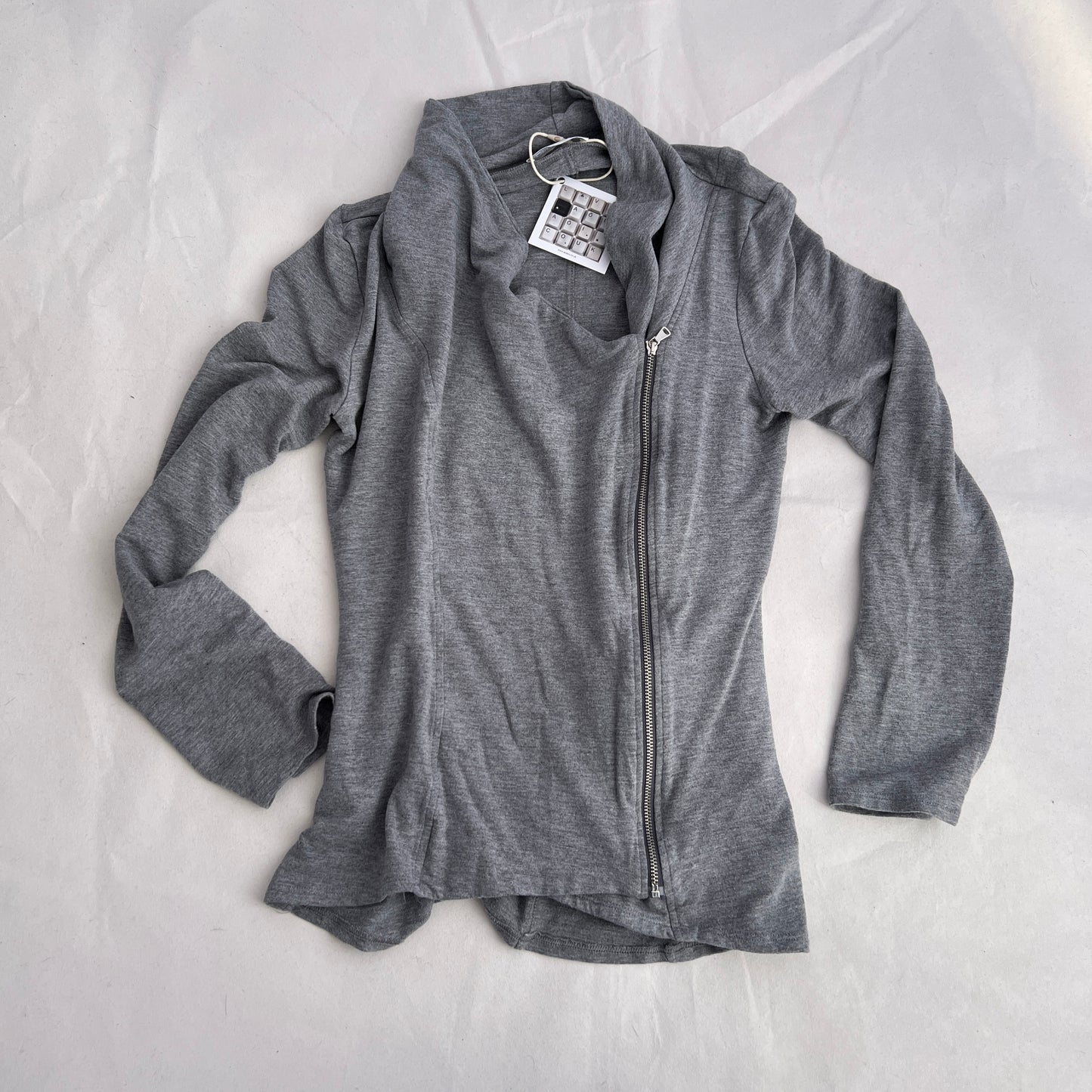 Grey Promod Asymmetric Zip Drape Fitted Cardigan Jacket