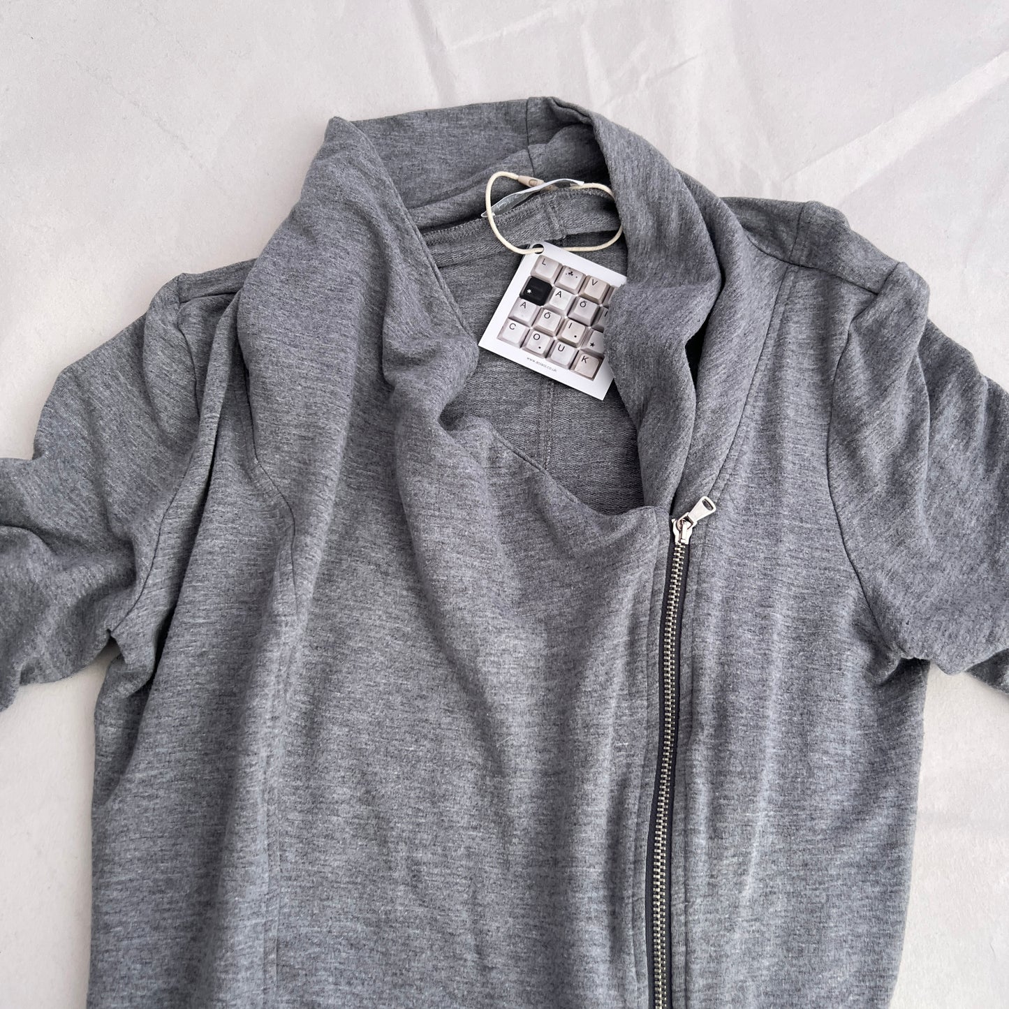 Grey Promod Asymmetric Zip Drape Fitted Cardigan Jacket