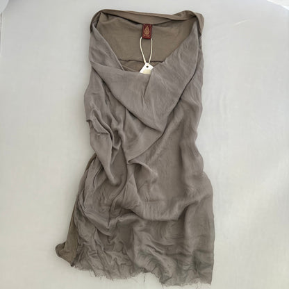 Dondup Grey Silk Cotton Draped Tunic Vest Top