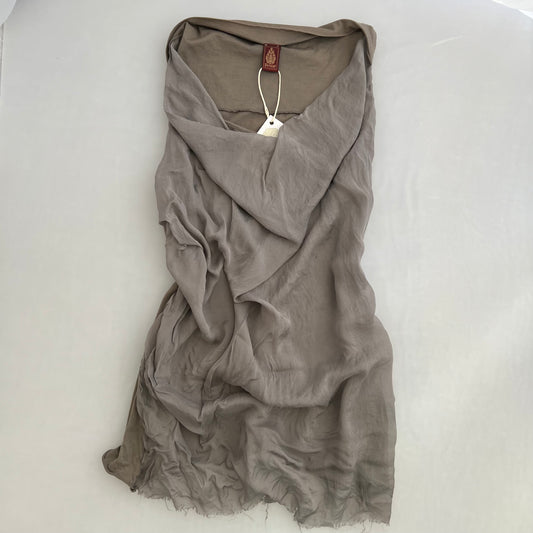 Dondup Grey Silk Cotton Draped Tunic Vest Top