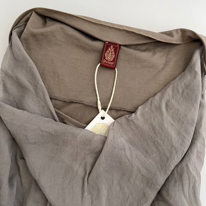 Dondup Grey Silk Cotton Draped Tunic Vest Top