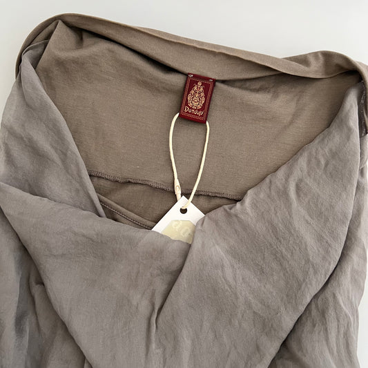 Dondup Grey Silk Cotton Draped Tunic Vest Top