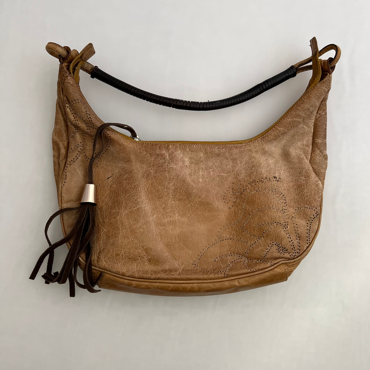 Blumarine Tan Brown Western Cut Out Print Shoulder Bag
