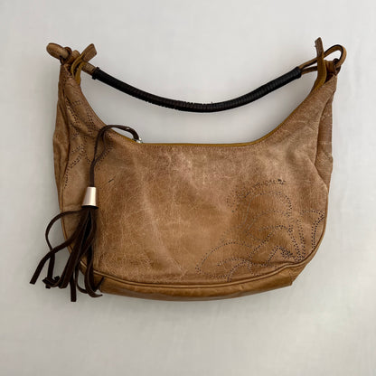 Blumarine Tan Brown Western Cut Out Print Shoulder Bag