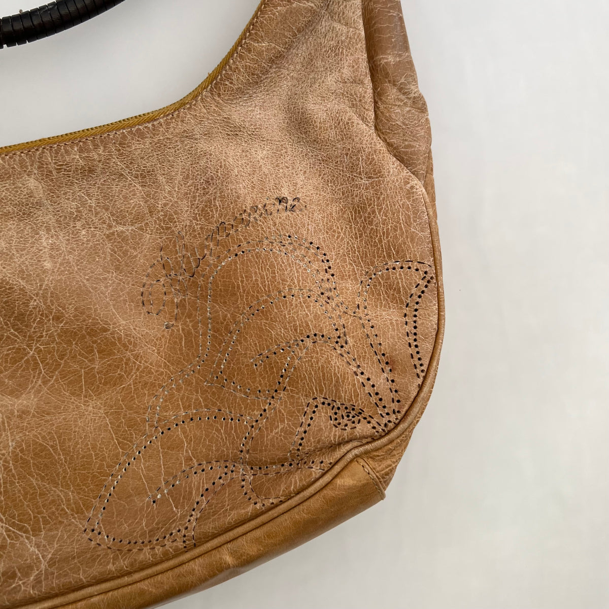 Blumarine Tan Brown Western Cut Out Print Shoulder Bag