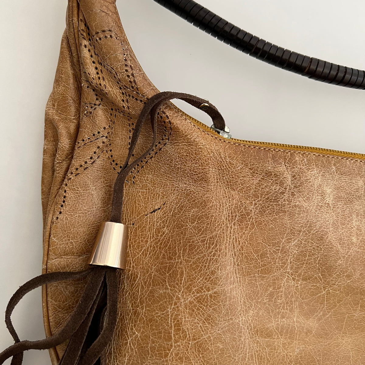 Blumarine Tan Brown Western Cut Out Print Shoulder Bag