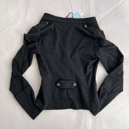 Naf Naf Dark Grey Corpcore Military Style Double Breasted Jacket