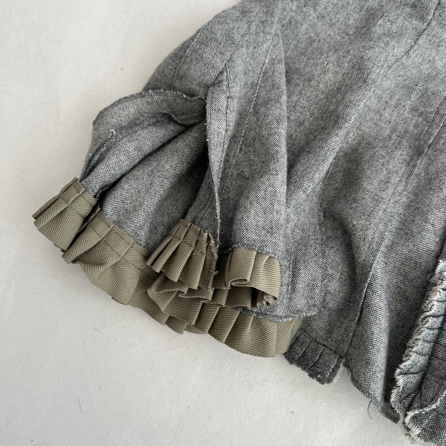 Grey Ddp Vintage Khaki Ruffle Flared Mermaid Hem Midi Skirt