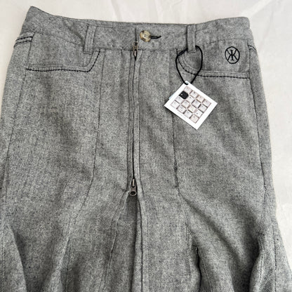 Grey Ddp Vintage Khaki Ruffle Flared Mermaid Hem Midi Skirt