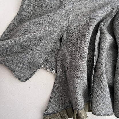 Grey Ddp Vintage Khaki Ruffle Flared Mermaid Hem Midi Skirt