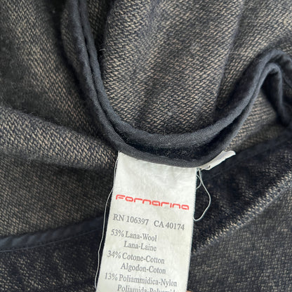 Fornarina Dark Grey Asymmetric Wrap Funnel Neck Double Breasted Crop Jacket