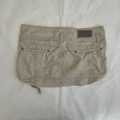 Alcott Beige Utility Ruched Pocket Ribbon Mini Cargo Skirt
