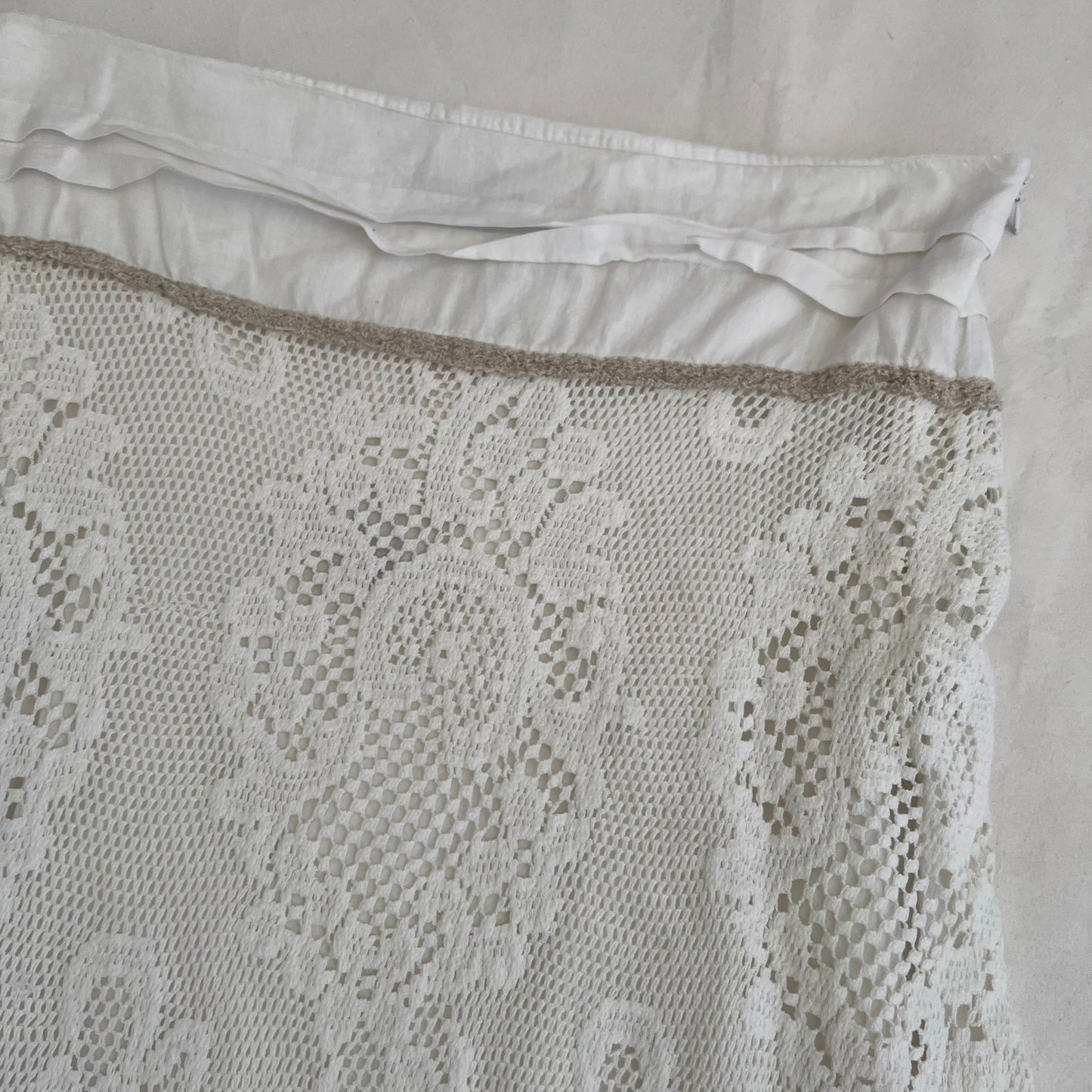 Rinascimento Romantic White Broderie Anglaise Lace Ruffle Hem Midi Skirt