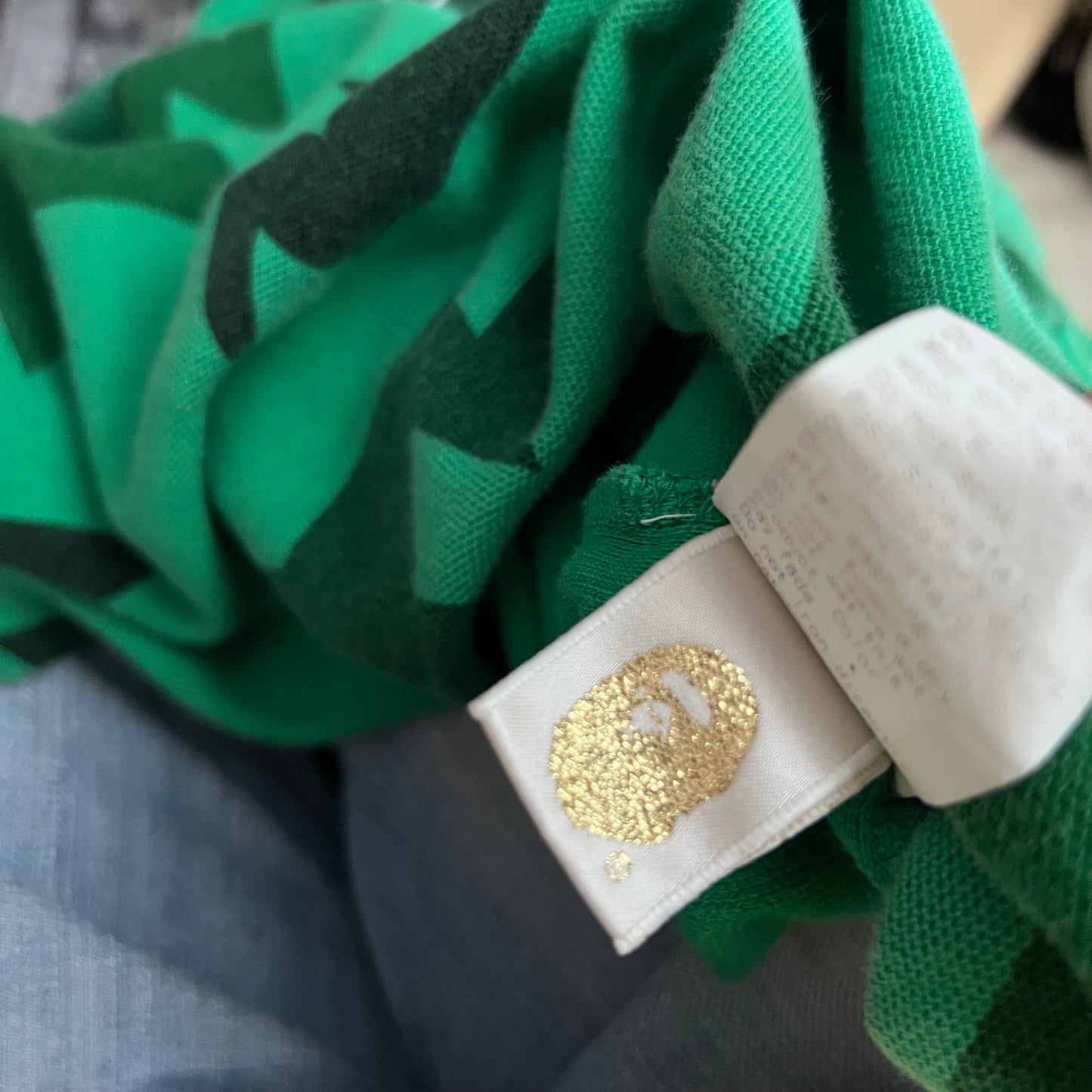 vintage bape a bathing ape green star print collared polo shirt