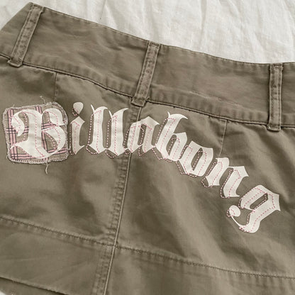 billabong preppy khaki beige graphic mini skirt