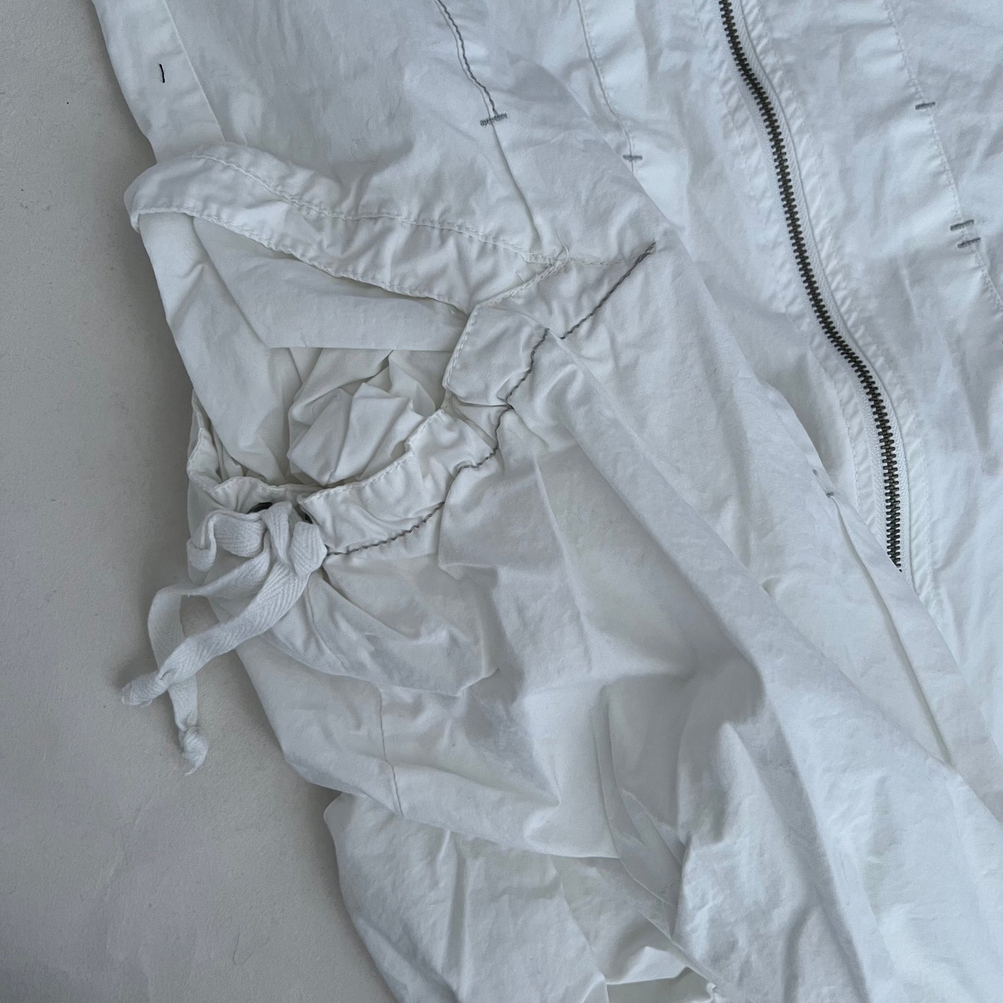 La Mode Est a Vous White Bubble Hem Utility Ruched Pocket Zip Midi Dress