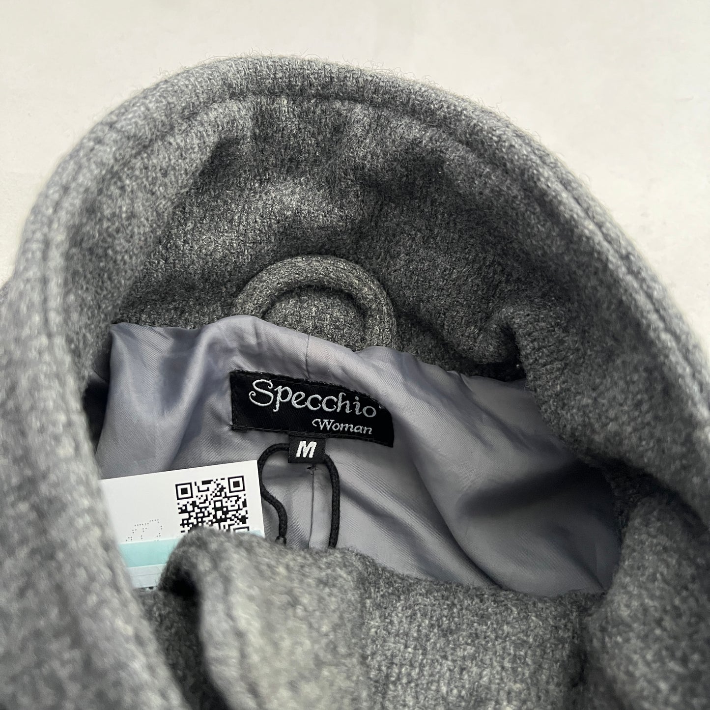 Vintage Speccio Grey Double Breasted Funnel Neck Button Accent Pea Coat