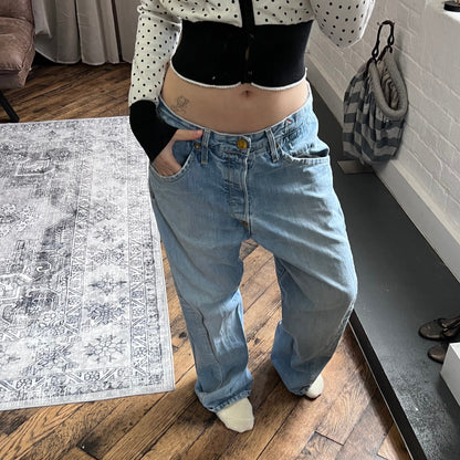 vintage levi's engineered jeans light wash denim baggy wide leg jeans