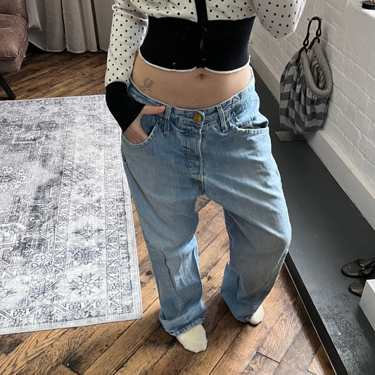 vintage levi's engineered jeans light wash denim baggy wide leg jeans