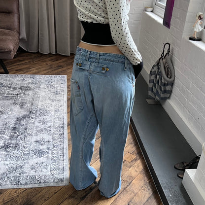 vintage levi's engineered jeans light wash denim baggy wide leg jeans